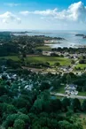 Vue aérienne du camping proche de la mer